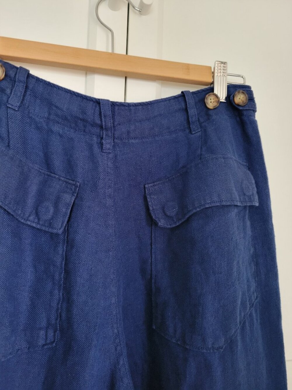 Y2K Vintage Polo Ralph Lauren Pants Blue Utility Pocket Workwear 100% Linen - Picture 7 of 13